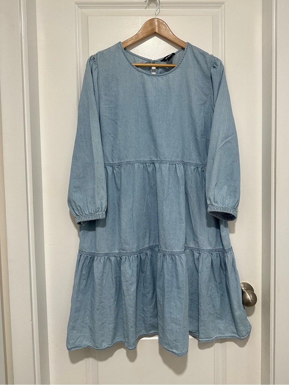 Joe Fresh Light Blue Denim Tiered Dress Coastal Cowgirl Cottagecore Women’s XL